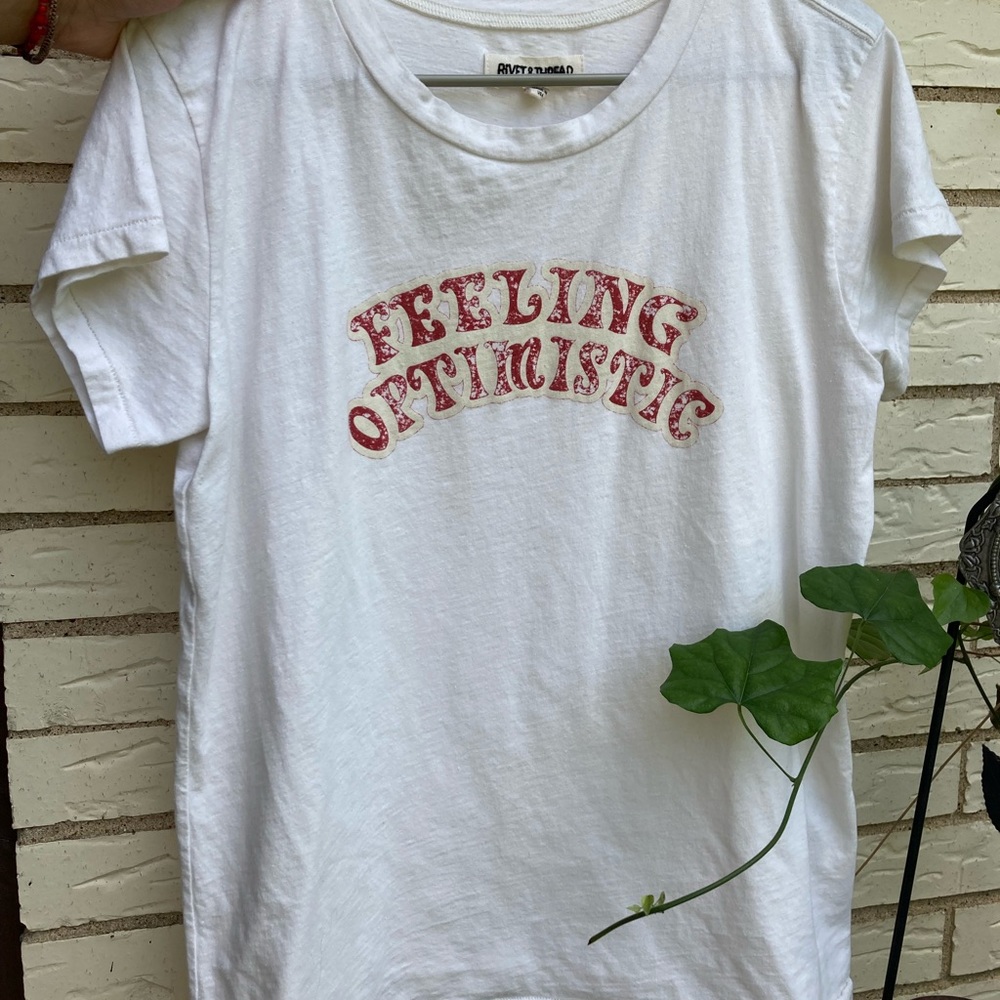 Madewell Rivet & Thread Feeling Optimistic Graphic Ex-boyfriend Tee Size Medium
